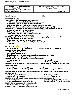 Đề kiểm tra giữa kì I môn Vật lí 10 - Mã đề 777 - Trường THPT Hoàng Hoa Thám (Có đáp án)